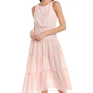 NWT Maison Tara Seersucker Midi Dress In pink Size 10